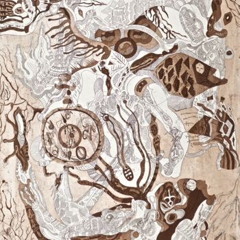 Impressões e gravuras intitulada "L'homme poisson,le…" por Butty Magali, Obras de arte originais