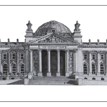 Rysunek zatytułowany „Reichstag Building” autorstwa José A. Bustamante, Oryginalna praca, Grafit