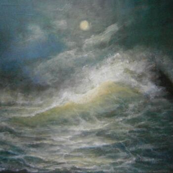 Картина под названием "Морской прибой" - Любовь Бухарова, Подлинное произведение искусства, Масло Установлен на картон