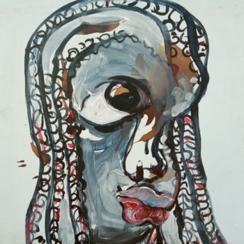 Painting titled "Regard 1" by Bouvy Enkobo, Original Artwork, Acrylic