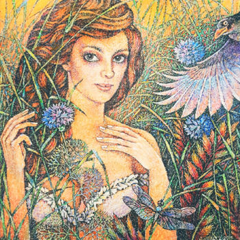 Peinture intitulée "Retrato de mujer-5" par Vitaly Bobylev, Œuvre d'art originale, Huile