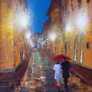Painting titled "Firenze-La Nuit" by Ben Kelley, Original Artwork, Oil