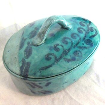 Design intitulée "terrine turquoise" par Barbara Widmer Taylor, Œuvre d'art originale, Art de la table