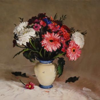 Pittura intitolato "le-bouquet-d'Aline-" da Brigitte With (B.WITH), Opera d'arte originale, Olio