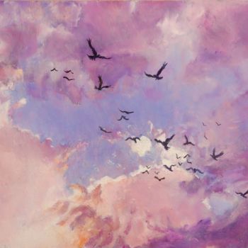 Peinture intitulée "Plein-ciel" par Brigitte With (B.WITH), Œuvre d'art originale, Huile