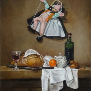 Painting titled "nature-morte-au-pan…" by Brigitte With (B.WITH), Original Artwork, Oil