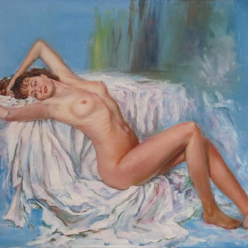 Pintura intitulada "Femme lascive" por Brigitte With (B.WITH), Obras de arte originais, Óleo