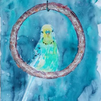 Dessin intitulée "Parrot" par By Tata, Œuvre d'art originale, Aquarelle