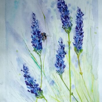 Dessin intitulée "Lavender" par By Tata, Œuvre d'art originale, Aquarelle
