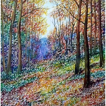 Картина под названием "Лесной склон" - Юрий Быков, Подлинное произведение искусства, Акварель