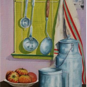 Peinture intitulée "Pot à lait" par Bertrand Gromy, Œuvre d'art originale, Huile