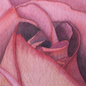 Peinture intitulée "Coeur de rose n° 1" par Bertrand Gromy, Œuvre d'art originale, Huile