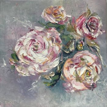 Peinture intitulée "4 Roses" par Olha Stasiuk, Œuvre d'art originale, Huile