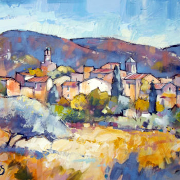 「LOURMARIN」というタイトルの絵画 C Clodiusによって, オリジナルのアートワーク, オイル