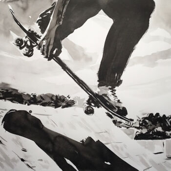 Painting titled "Skate No. 9" by Christian Evers, Original Artwork, Ink