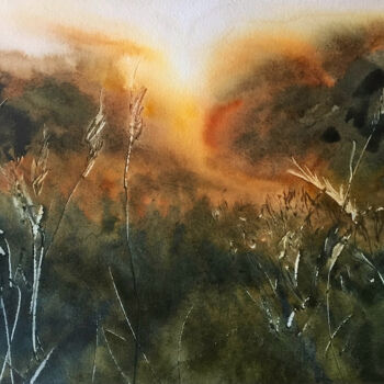 Painting titled "Dawn" by Christian Evers, Original Artwork, Watercolor