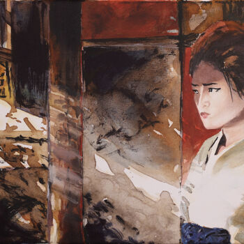 Peinture intitulée "Geisha No. 11 (Trus…" par Christian Evers, Œuvre d'art originale, Encre Monté sur Châssis en bois
