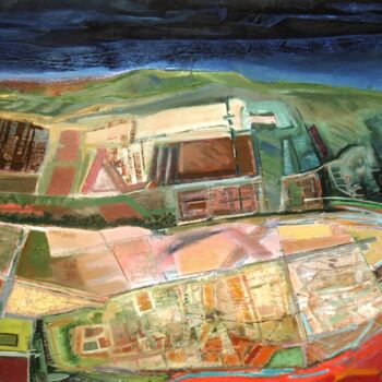 Картина под названием "Upland Landscape" - Christopher Foster, Подлинное произведение искусства, Масло Установлен на Деревян…