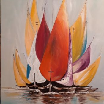 Peinture intitulée "Les voiliers de Oui…" par Catherine Gauvrit, Œuvre d'art originale, Huile