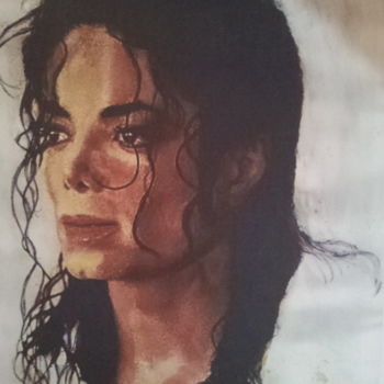 Painting titled "Michal Jackson" by Claude Gros, Original Artwork, Gouache
