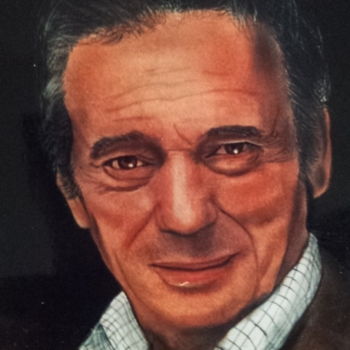 Drawing titled "Yves Montand" by Claude Gros, Original Artwork, Pastel