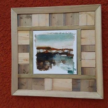 Painting titled "petit port" by Caroline Michas, Original Artwork, Watercolor Mounted on Wood Panel