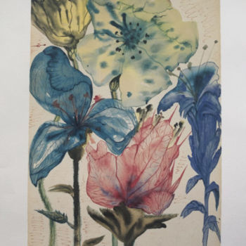 Gravures & estampes intitulée "Salvador Dalì Fleur…" par Carola Modini, Œuvre d'art originale, Lithographie