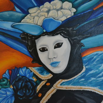 Peinture intitulée "Tableau Carnaval Ve…" par Opale Isis, Œuvre d'art originale, Acrylique
