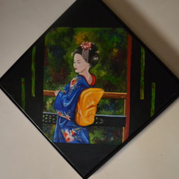 Pintura titulada ""Maïko au kimono bl…" por Opale Isis, Obra de arte original, Oleo