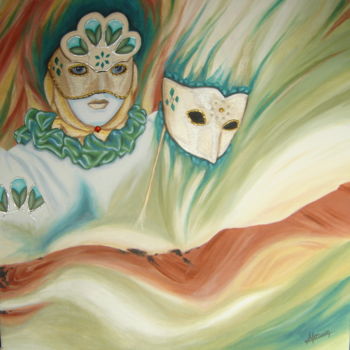 Картина под названием ""Masque vénitien su…" - Opale Isis, Подлинное произведение искусства, Акрил
