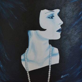 Painting titled ""Profil de femme no…" by Opale Isis, Original Artwork, Acrylic