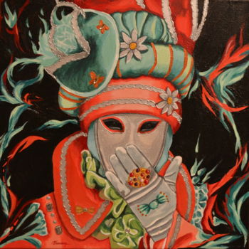 Schilderij getiteld ""Masque vénitien pa…" door Opale Isis, Origineel Kunstwerk, Acryl