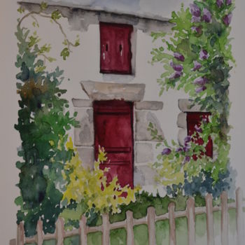 Painting titled "aquarelle jardin -…" by Opale Isis, Original Artwork, Watercolor