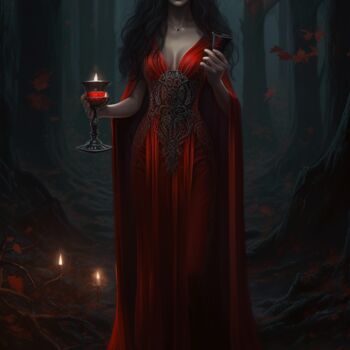 Digital Arts titled "Vampire Woman in red" by C.Moonheart, Original Artwork, AI generated image