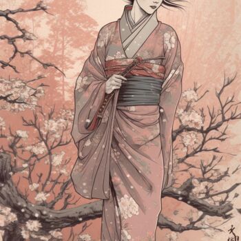 Digitale Kunst getiteld "tradition Geisha in…" door C.Moonheart, Origineel Kunstwerk, AI gegenereerde afbeelding
