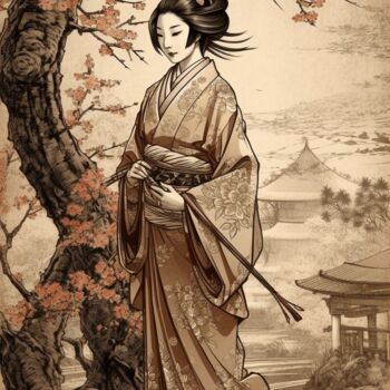 Arte digitale intitolato "tradition Geisha in…" da C.Moonheart, Opera d'arte originale, Immagine generata dall'IA
