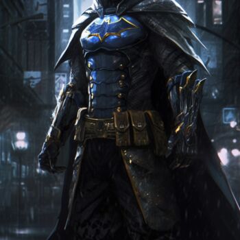 Digitale Kunst getiteld "Ninja Batman in the…" door C.Moonheart, Origineel Kunstwerk, AI gegenereerde afbeelding
