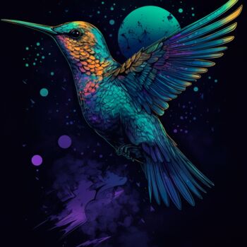 Arte digitale intitolato "Hummingbird violet…" da C.Moonheart, Opera d'arte originale, Immagine generata dall'IA