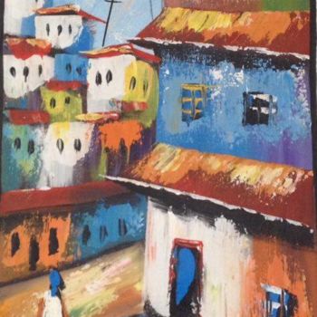 Painting titled "Favela no Rio de Ja…" by C. Nascimento, Original Artwork, Acrylic