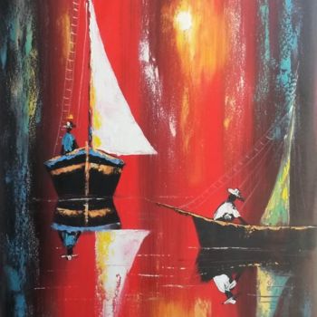 Peinture intitulée "Barcos" par C. Nascimento, Œuvre d'art originale, Acrylique
