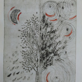 Druckgrafik mit dem Titel "Winterbaum" von Christine Porath, Original-Kunstwerk, Radierung