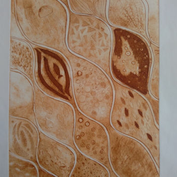 Druckgrafik mit dem Titel "Cell Biology" von Christine Porath, Original-Kunstwerk, Radierung