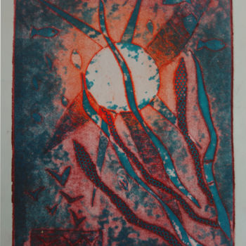 Printmaking titled "Unter Wasser" by Christine Porath, Original Artwork, Collagraphy