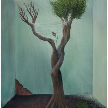 Schilderij getiteld "Baum des Lebens" door Christine Porath, Origineel Kunstwerk, Olie