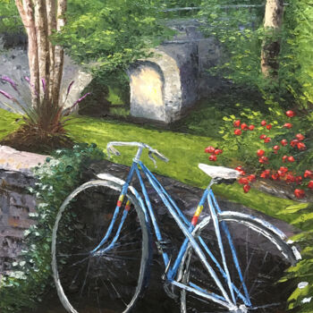 Painting titled "Fahrrad" by Claudio Ravenstein, Original Artwork, Oil