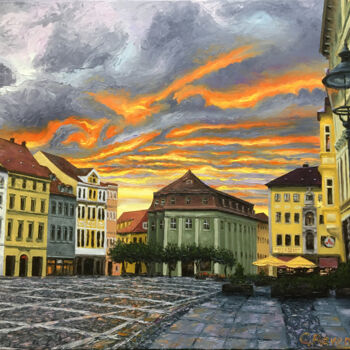Malarstwo zatytułowany „Zittau Marktplatz” autorstwa Claudio Ravenstein, Oryginalna praca, Olej