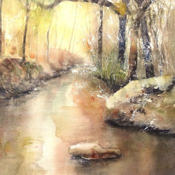 Malerei mit dem Titel "Forêt" von Christine Weissenberger, Original-Kunstwerk, Aquarell