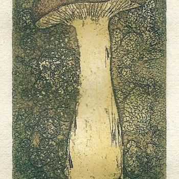 Schilderij getiteld "Hygrophore limace" door Violette Ebrard, Origineel Kunstwerk