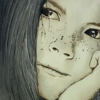 Peinture intitulée "Regard d'enfant" par Caberas, Œuvre d'art originale, Acrylique
