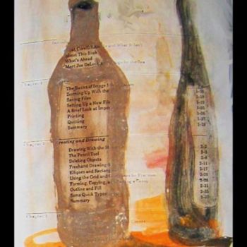 Painting titled "botellas 5" by Gabriel Muguerza, Original Artwork, Oil